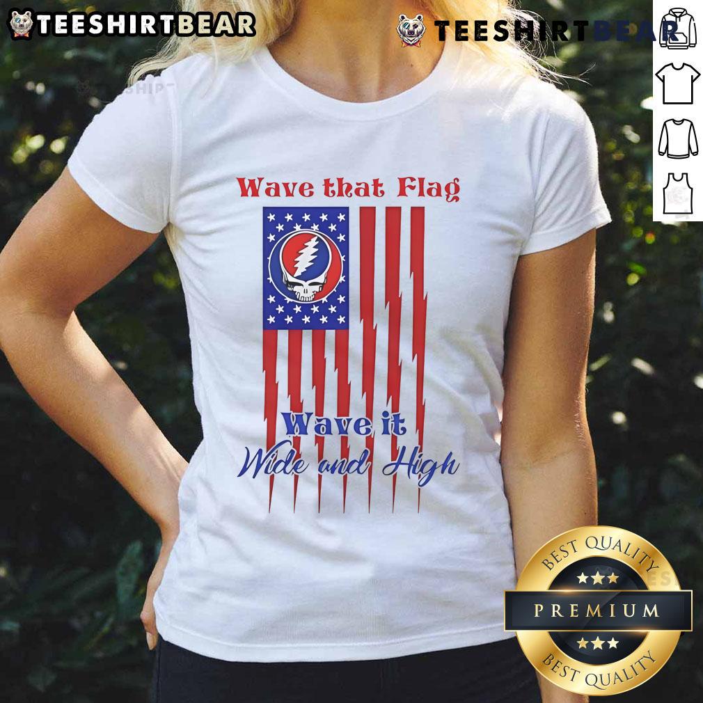 Awesome Grateful Dead Wave That Flag tee for ladies, featuring vibrant colors and a stylish design perfect for fans.
