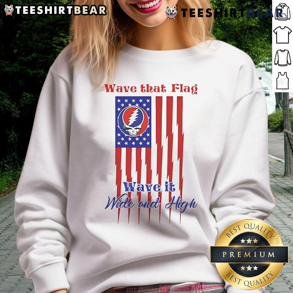 Awesome Grateful Dead Wave That Flag sweatshirt featuring vibrant colors and bold graphics, perfect for fans and collectors.