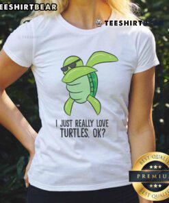 Funny dabbing turtle graphic on a ladies tee, perfect for turtle lovers and quirky fashion enthusiasts.