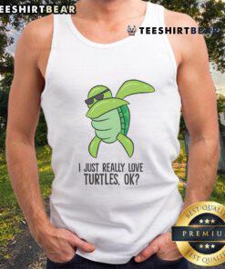 Dabbing turtle tank top featuring a cute turtle graphic, perfect for turtle lovers and summer fashion.