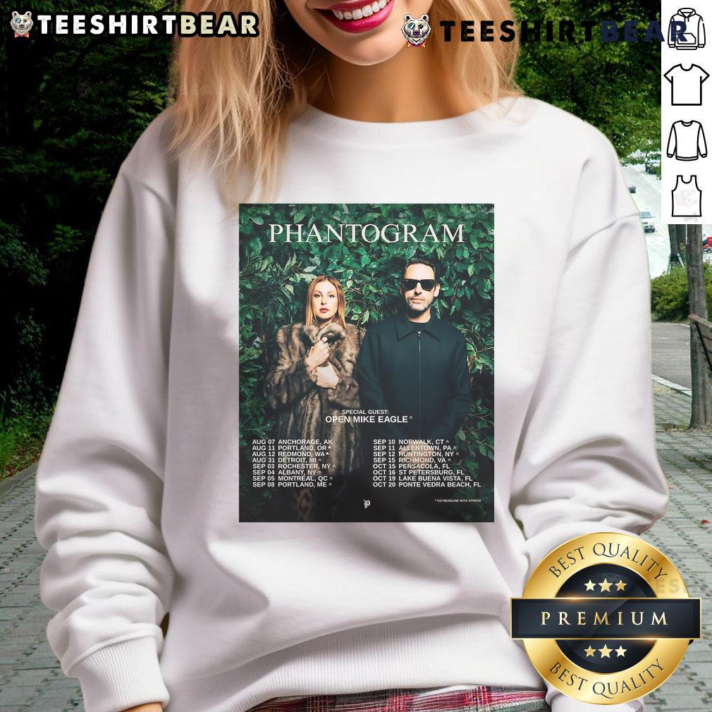 Awesome Official Phantogram Open Mike Eagle Tour 2025 Poster Sweatshirt showcasing vibrant design and tour details.