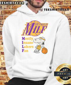 Awesome Snoopy LA Milf hoodie for insane Lakers fans, showcasing vibrant colors and stylish design for game day.