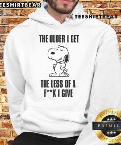 Awesome Snoopy hoodie featuring 'The Older I Get, The Less of a F*ck I Give' design, perfect for casual wear.