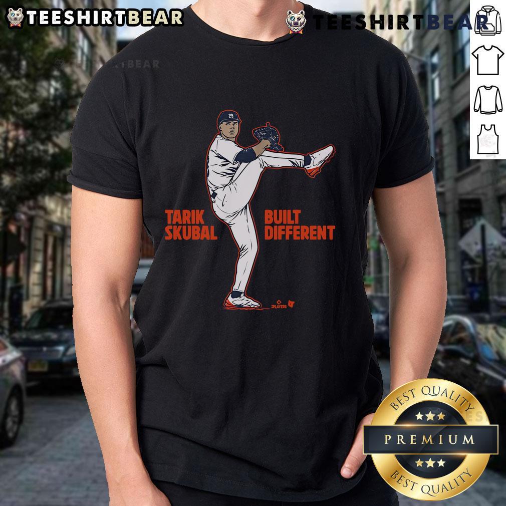 Awesome Tarik Skubal Built Different T-Shirt featuring a bold design and vibrant colors, perfect for baseball fans.