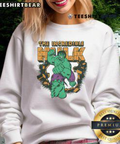 Awesome The Incredible Hulk sweatshirt featuring vibrant green and purple design, perfect for fans of the superhero.