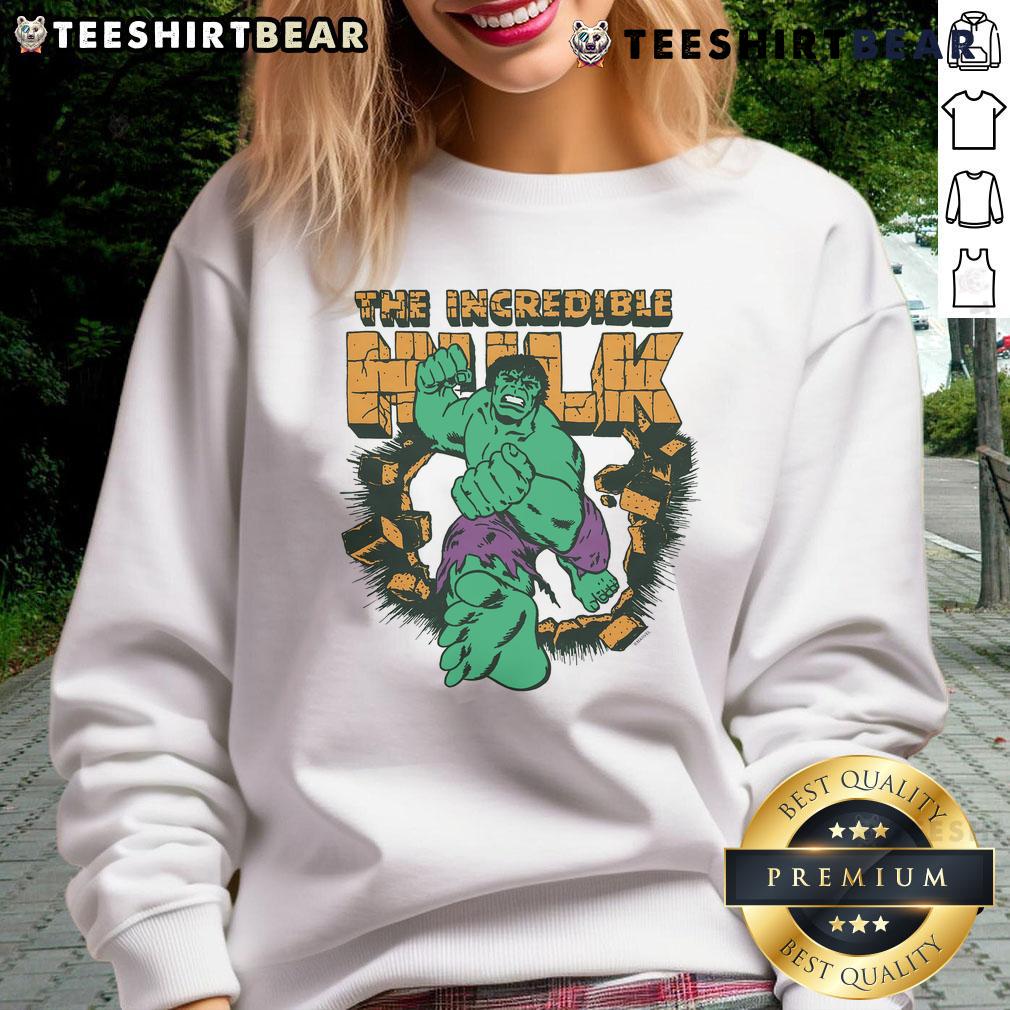 Awesome The Incredible Hulk sweatshirt featuring vibrant green and purple design, perfect for fans of the superhero.