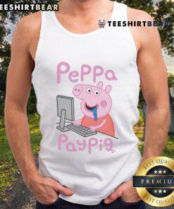 Cute cartoon pay pig tank top featuring an adorable pig design, perfect for casual and trendy outfits.