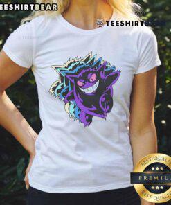 Alt Text: Cute cyberpunk Gengar Pokemon ladies tee featuring vibrant colors and a stylish design perfect for fans.