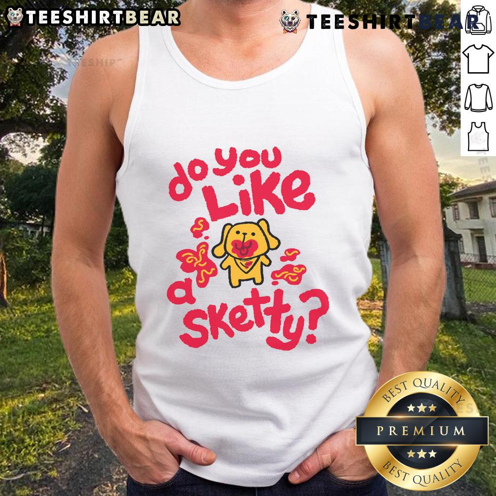 Cute 'Do You Like A Sketty' tank top featuring playful spaghetti graphics, perfect for casual summer outfits.