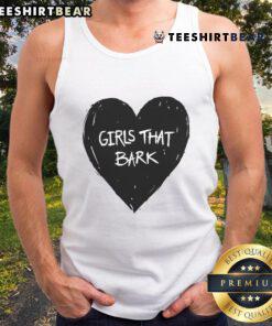 Adorable girl wearing a 'Cute Girls That Bark' heart tank top, showcasing a fun and stylish pet-themed outfit.