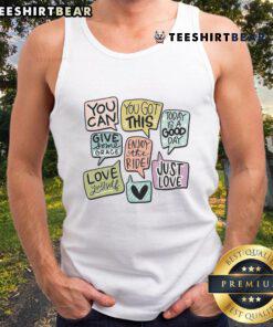 Cute motivational speech bubbles tank top featuring colorful designs and inspiring quotes for a positive vibe.