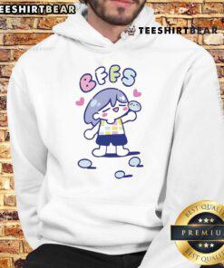 Adorable Omori merch featuring Kel and friend in a cozy Omocat hoodie, perfect for fans of the game.