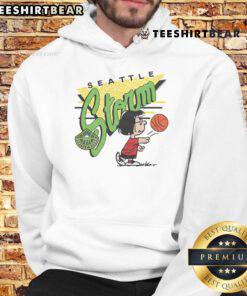 Alt Text: Cute Peanuts Marcie x Seattle Storm hoodie featuring vibrant graphics and cozy design for fans and fashion lovers.