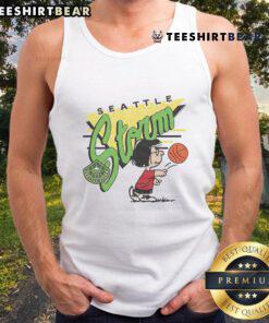 Alt Text: Cute Peanuts Marcie x Seattle Storm tank top featuring vibrant graphics and a stylish design for fans and fashion lovers.