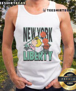 Cute Peanuts Sally x New York Liberty tank top featuring vibrant graphics and a stylish design perfect for fans.