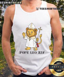 Alt Text: Cute Pope Leo XIV tiger tank top featuring a playful design, perfect for casual wear and animal lovers.