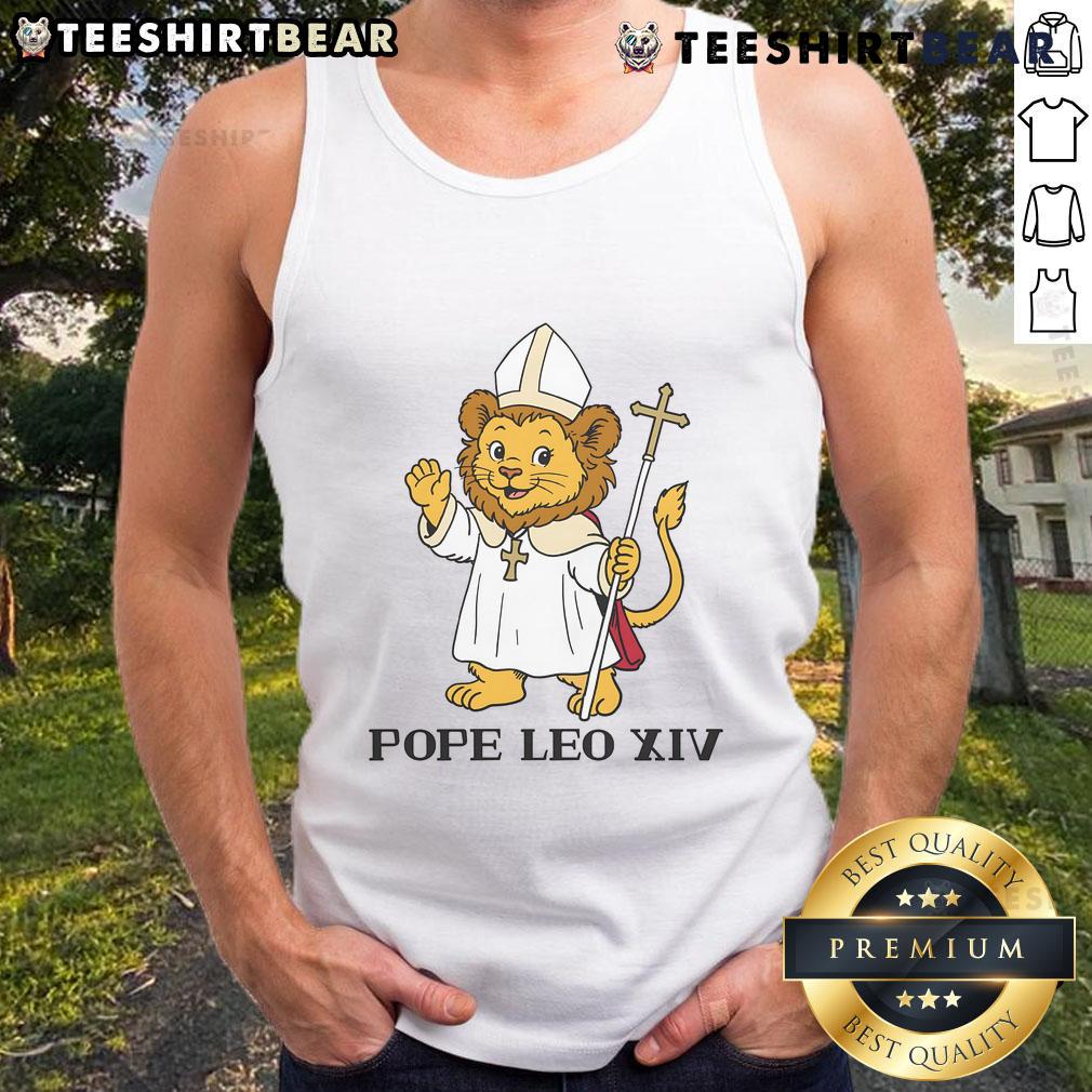 Alt Text: Cute Pope Leo XIV tiger tank top featuring a playful design, perfect for casual wear and animal lovers.