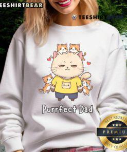 Cute Purrfect Dad Cat Family Father's Day Sweatshirt featuring playful cat illustrations and festive design.