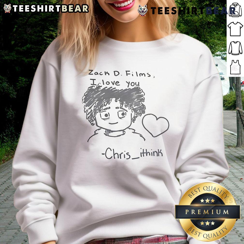 Cute Zack D Films I Love You Chris sweatshirt featuring a stylish design perfect for casual outfits.
