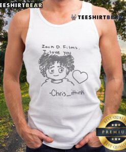 Cute Zack D Films I Love You Chris tank top featuring a fun design, perfect for casual wear and expressing affection.