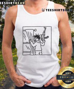 Funny Who's That Peeking Through My Window tank top featuring a humorous design perfect for casual wear and laughs.