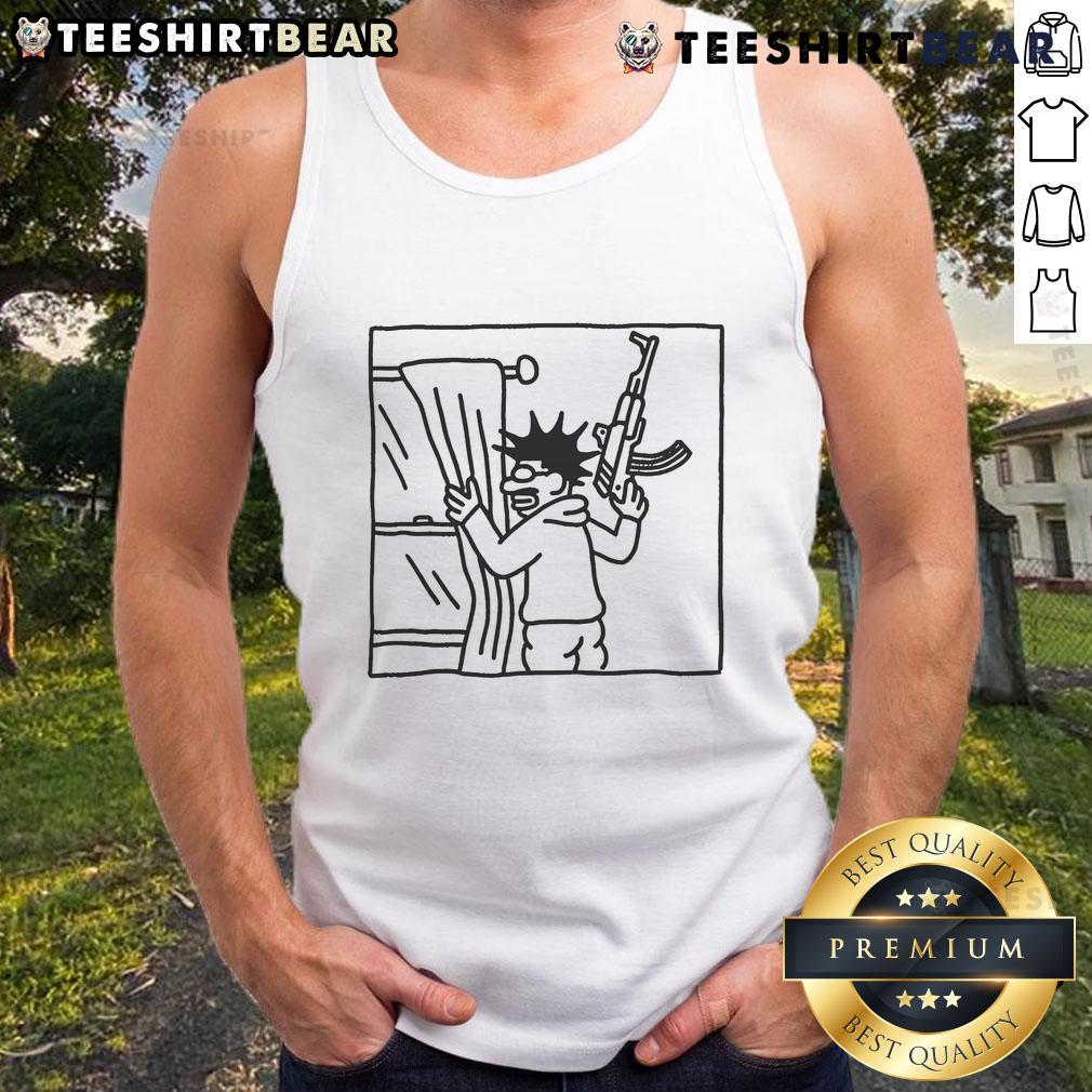 Funny Who's That Peeking Through My Window tank top featuring a humorous design perfect for casual wear and laughs.