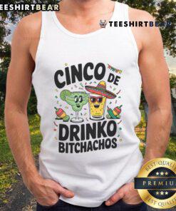 Funny Cinco De Drinko Bitchachos tank top featuring a vibrant margarita and tequila design for festive celebrations.