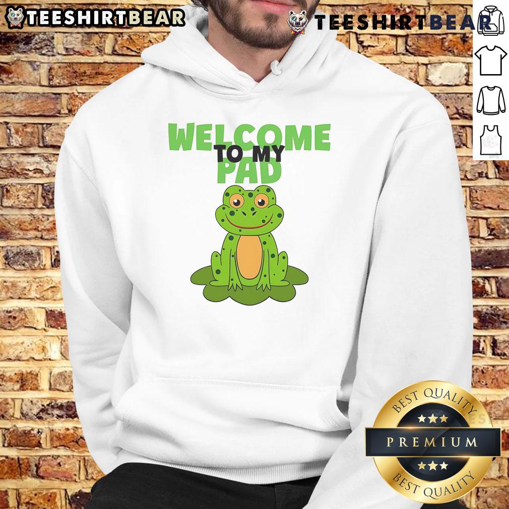 Funny frog in a lily pad design on a cozy hoodie, perfect for frog lovers and casual wear enthusiasts.