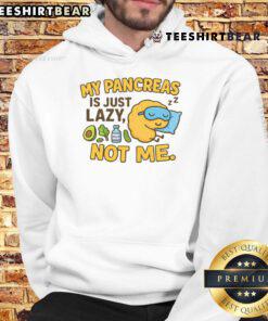 Funny Type 1 Diabetes hoodie featuring 'My pancreas is just lazy, not me' slogan, perfect for diabetes awareness.