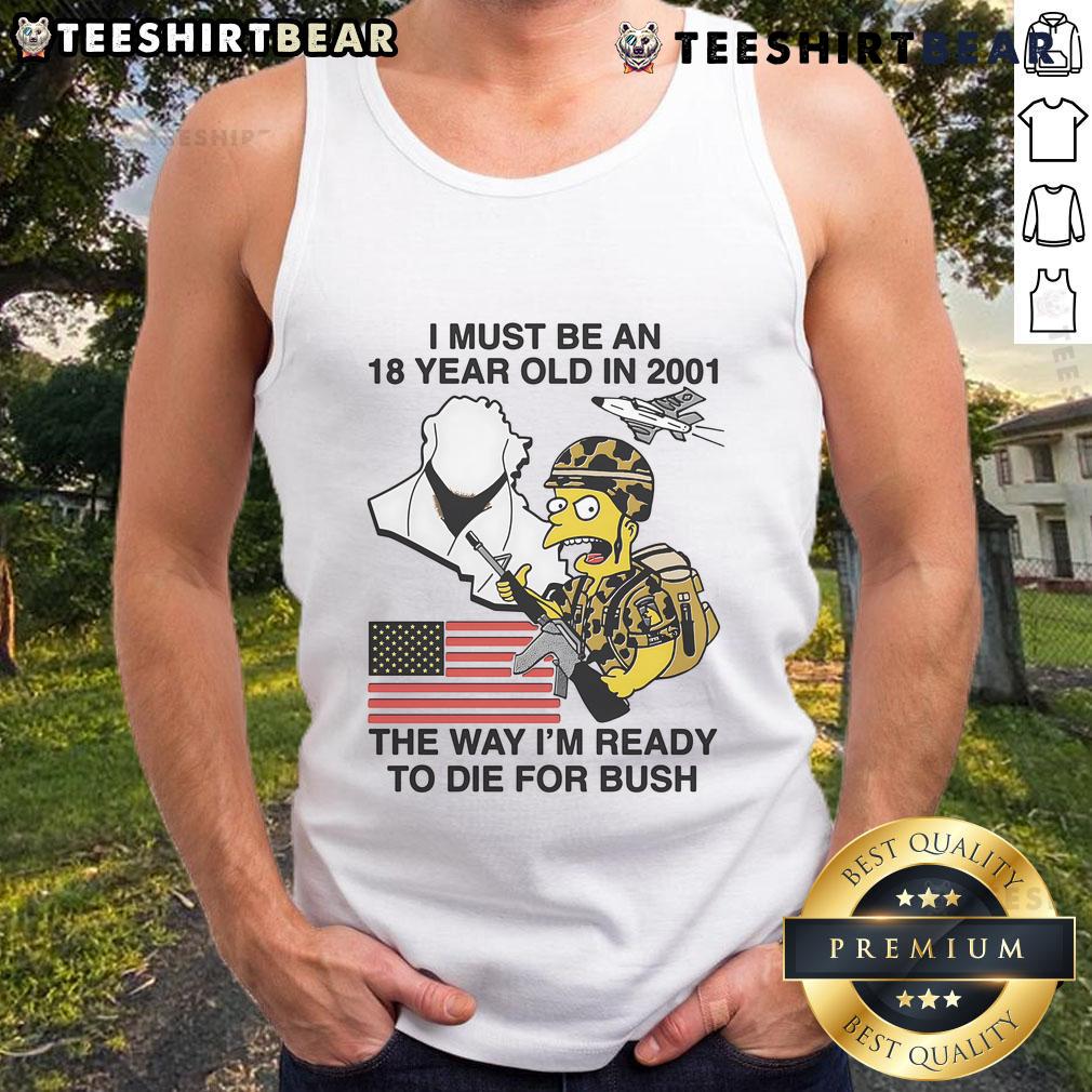 Alt Text: Funyn The Simpson I Must Be An 18-Year-Old in 2001 wearing a Bush tank top, showcasing vintage pop culture fashion.