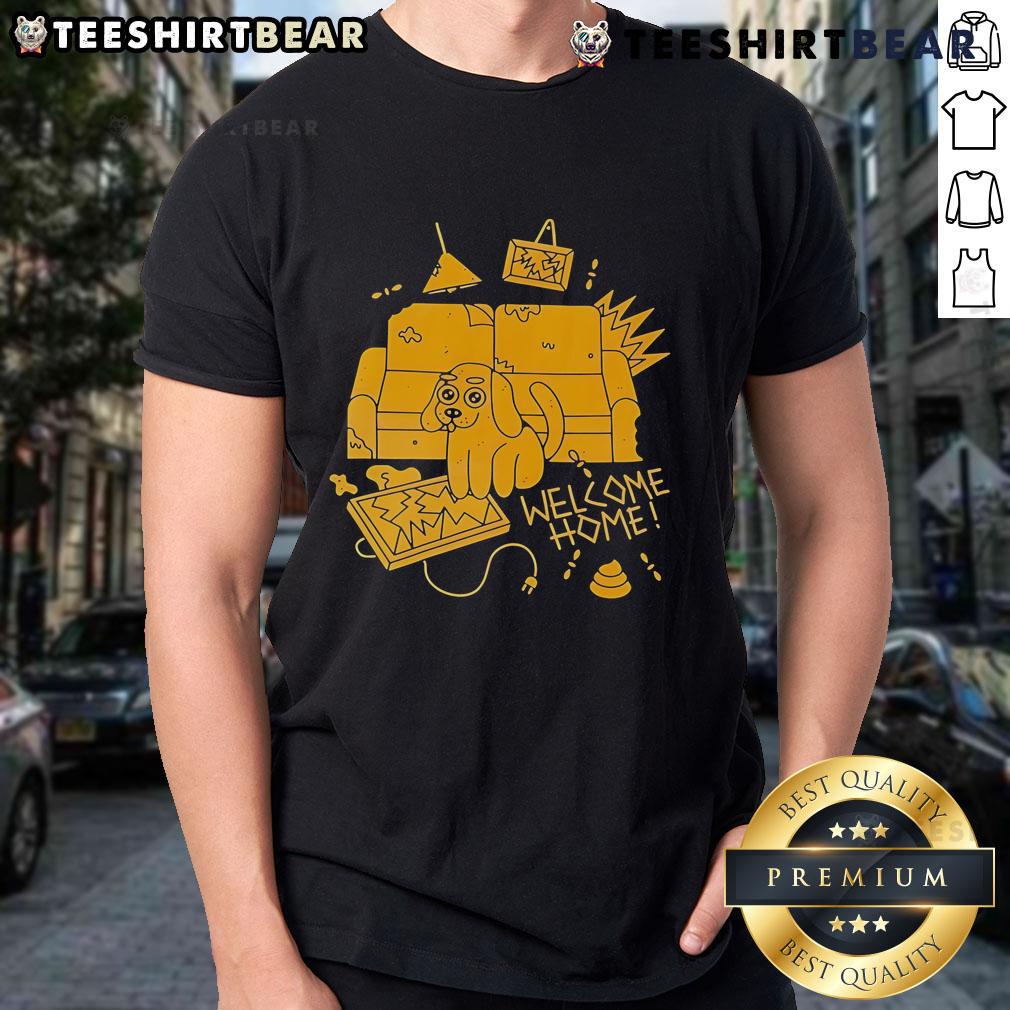Good American Socks Welcome Home Good Boy T-Shirt featuring a playful design, perfect for dog lovers and casual wear.