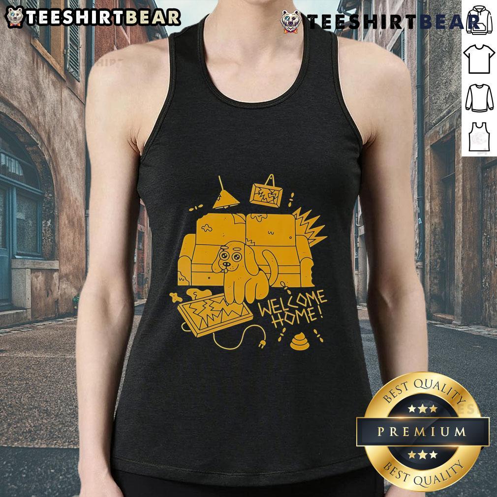 Good American Socks Welcome Home Good Boy Tank Top in vibrant colors, perfect for casual wear and dog lovers.