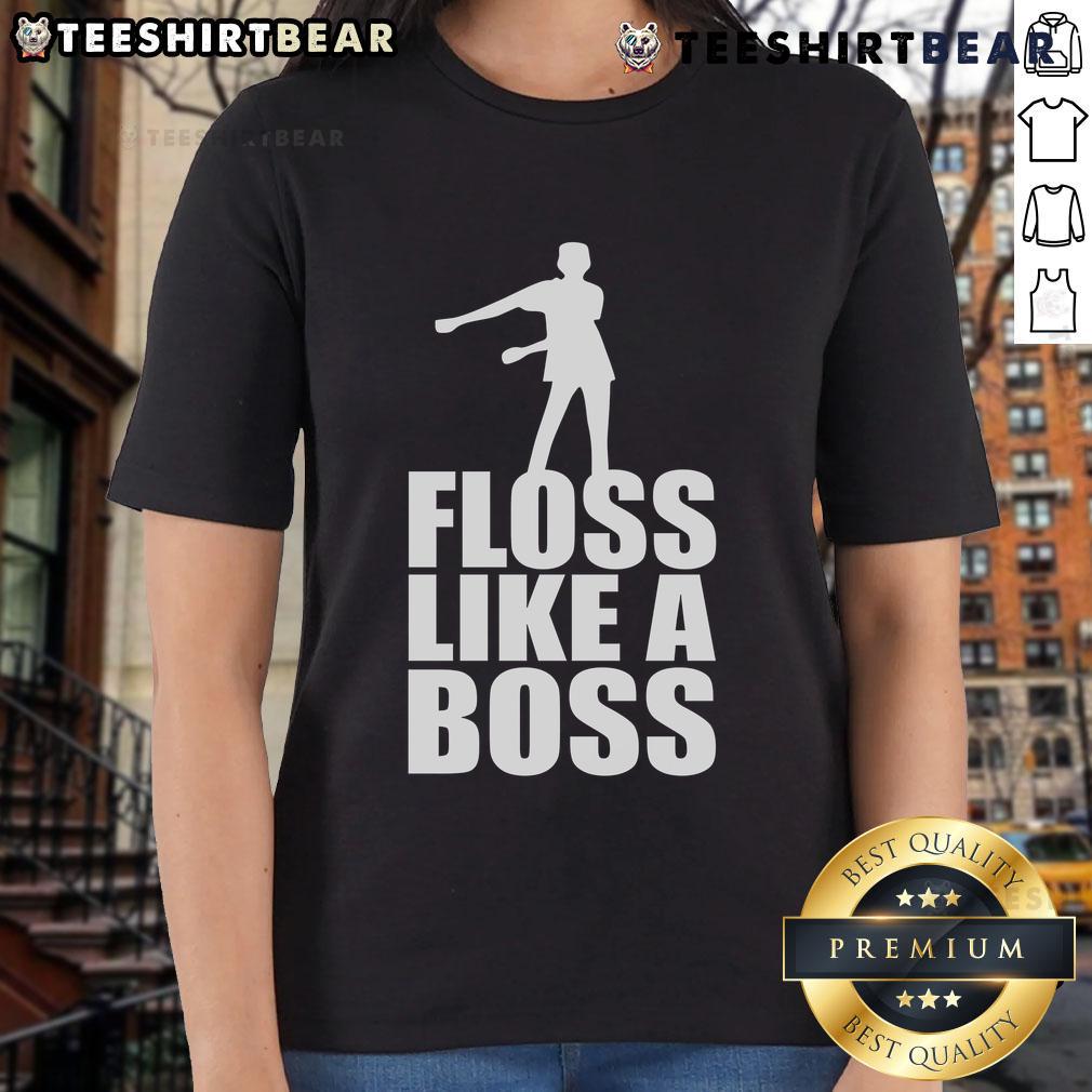 Good Floss Like A Boss Dance Logo Ladies Tee featuring a fun dance graphic on a stylish women's shirt.