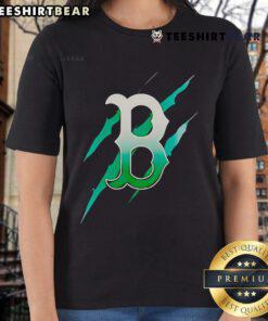 Good Jurassic World Rebirth Boston Red Sox Logo Ladies Tee featuring a vibrant design for fans and fashion lovers.