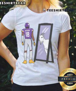 Good Justin Jefferson Mirror GOAT Ladies Tee featuring a stylish design for fans of the NFL star.