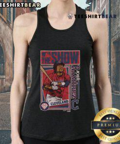 Alt Text: Jose Ramirez wearing a Guardians tank top in MLB The Show, showcasing team spirit and athletic style.