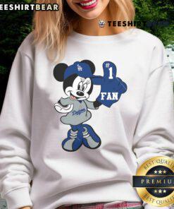 Cozy Good Minnie LA Dodgers sweatshirt featuring Minnie Mouse for baseball fans, perfect for game day and team spirit.