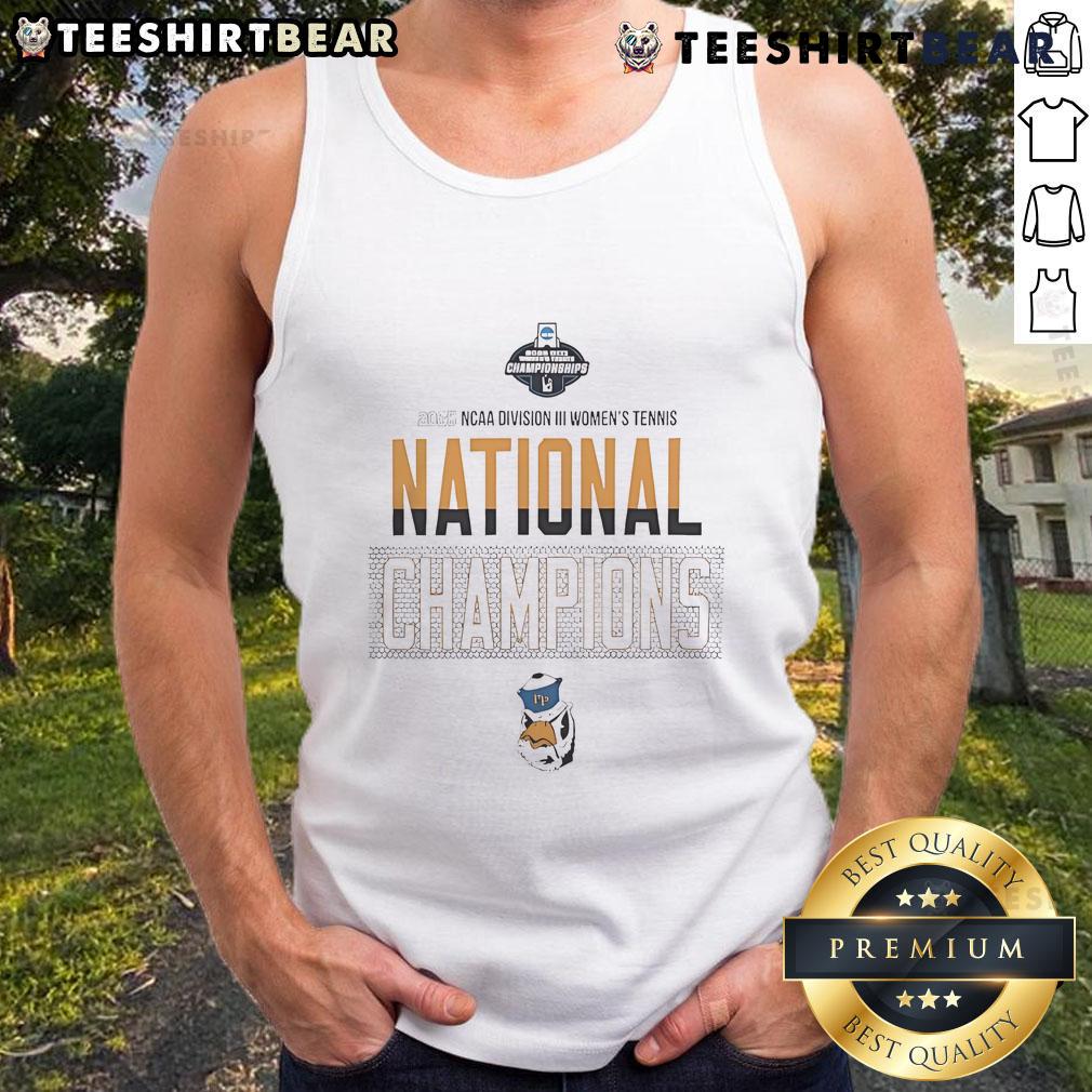 Good Pomona-Pitzer 2025 NCAA D3 Women's Tennis National Champions tank top featuring vibrant team colors and logo.