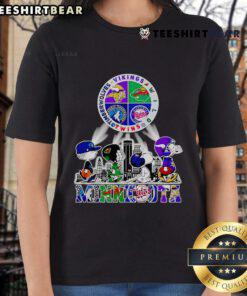 Good Snoopy Minnesota Twins Vikings Wild Timberwolves Ladies Tee featuring vibrant graphics and comfortable fit.