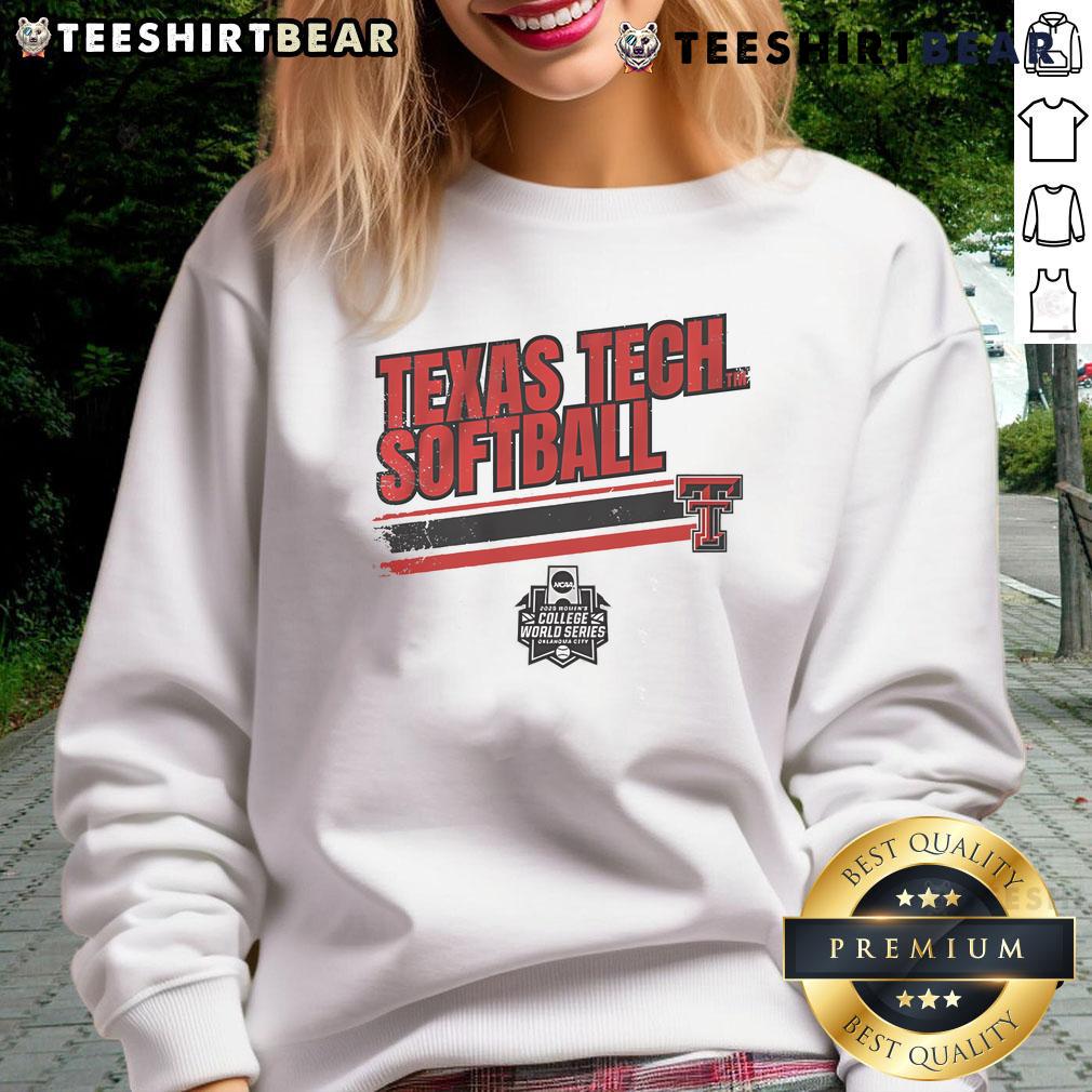 Good Texas Tech Softball Women's College World Series stripe sweatshirt in vibrant colors, perfect for game day.