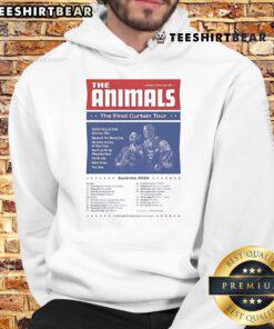 Good The Animals Final Curtain Tour Australia 2025 hoodie featuring tour dates and vibrant graphics.