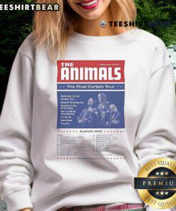 Good The Animals The Final Curtain Tour Australia 2025 Dates sweatshirt showcasing vibrant tour graphics and colors.