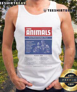 Good The Animals Final Curtain Tour Australia 2025 Dates tank top featuring vibrant graphics and tour details.