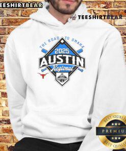 Good The Road to Omaha 2025 NCAA Baseball Austin Regional Hoodie featuring vibrant team colors and bold graphics.