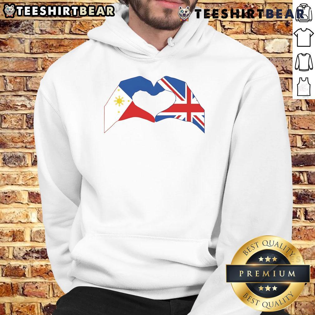 Good We Heart Philippines and UK Patriot Series hoodie featuring a love hand design, perfect for proud patriots.