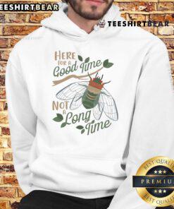 Happy Cicadas Here For A Good Time Hoodie featuring vibrant cicada graphics on a cozy, stylish hoodie design.