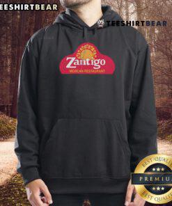 Happy Zantigo Mexican Restaurant hoodie featuring vibrant colors and logo, perfect for food lovers and casual wear.