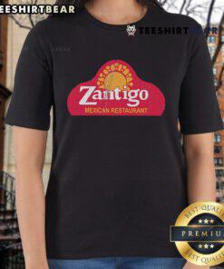 Happy Zantigo Mexican Restaurant Ladies Tee featuring vibrant colors and a fun design for casual dining enthusiasts.