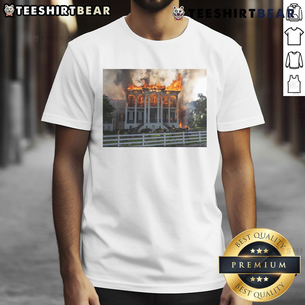 Hot Nottoway Plantation Fire T-Shirt featuring vibrant graphics and bold design inspired by Nottoway Plantation.