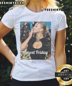 Hot Sydney Sweeney at Met Gala wearing Almost Friday Ladies Tee, showcasing her stylish look and event elegance.
